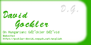 david gockler business card